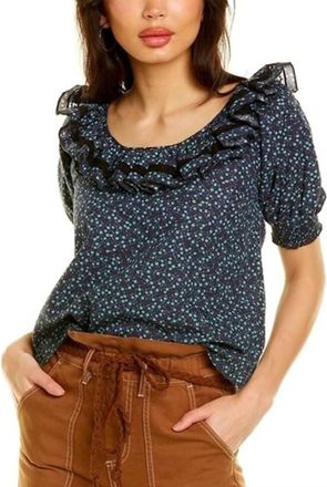 Something Navy Kira Scoop Neck Top In Navy Multi