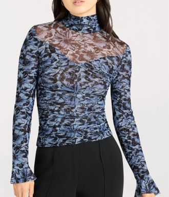 Cinq &agrave; Sept Graphic Cosmos Lucy Top In Iris Cloud/black