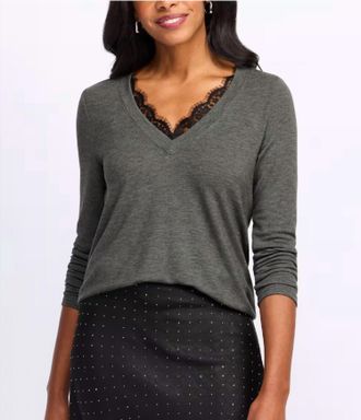 Michael Stars Bebe Glam Tahoe V With Lace Top In Charcoal