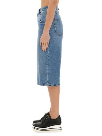 Stella McCartney Denim Cotton Bermuda Shorts - Blue