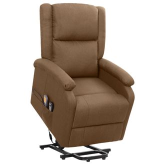 vidaXL Sill&oacute;n De Masaje Elevable De Tela Marr&oacute;n Vidaxl
