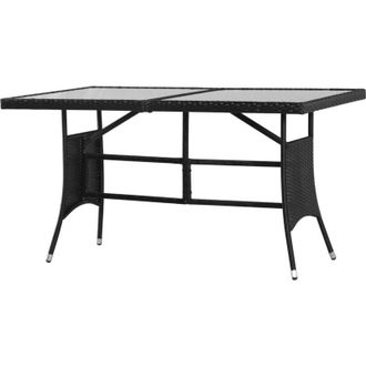 vidaXL Mesa De Jard&iacute;n 140x80x74 Cm Rat&aacute;n Sint&eacute;tico Negro Vidaxl