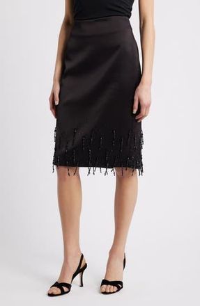 Mango Crystal Trim Midi Skirt in Black at Nordstrom Rack, Size 10