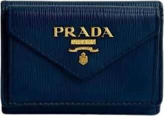Prada Pre-owned Wallets, male, Blue, Size: ONE SIZE Pre-owned Leather Trifold Wallet