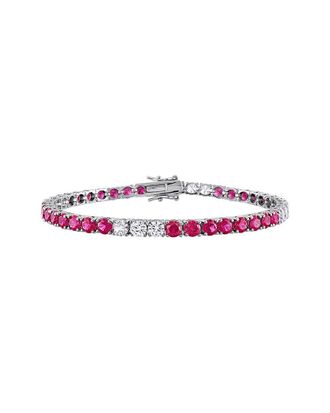 Rina Limor Silver 13.44 ct. tw. Lab-Grown Ruby And White Sapphire Tennis Bracelet