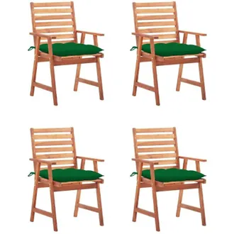 vidaXL Vidaxl - Sillas Comedor De Jard&iacute;n Y Cojines 4 Uds Madera Maciza Acacia