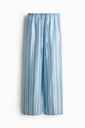 H&M Wide Drawstring Trousers in Light Blue/striped at Nordstrom, Size Medium
