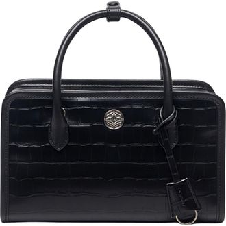 Oryany Claude Leather Satchel in Croco Black at Nordstrom Rack