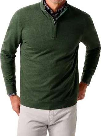Johnnie-O Rubin Herringbone Cashmere Blend 1/4 Zip Pullover In Moss