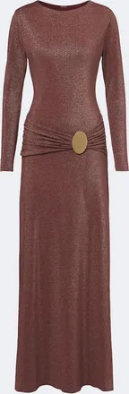 Cala de la Cruz Eres gathered jersey lam&eacute; maxi dress