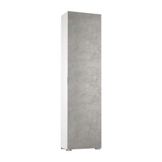 Dmora Armario multiusos 1 puerta efecto madera hormig&oacute;n blanco 50x30 cm