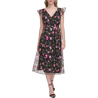 Kensie Floral Embroidered Maxi Dress in Black Multi at Nordstrom Rack, Size 10