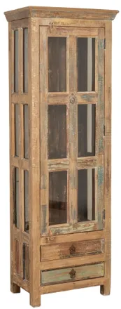 Biscottini International Vetrina In Legno Massiccio Riciclato Finitura Anticata