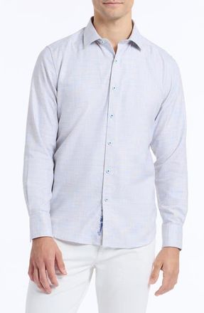 Robert Graham Edison Print Woven Button-Up Shirt in Sand at Nordstrom, Size Xxx-Large
