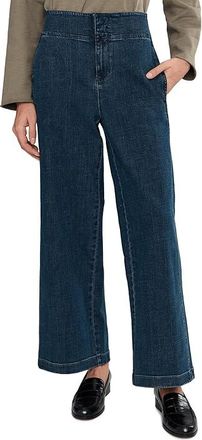 Eileen Fisher Petite Cotton Stretch Denim Full Length Wide Pants Womens Clothing Medium Indigo : PS (6P-8P) 27.5, Cotton/Denim/Elastane