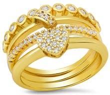 HMY Jewelry Set of 4 18K Gold Plated Simulated Diamond Rings at Nordstrom Rack, Size 7