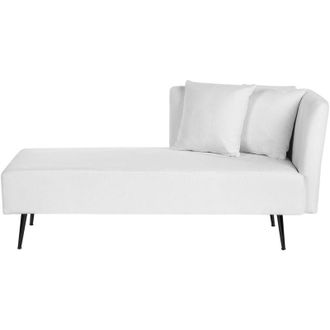 Beliani Chaise Lounge moderna a destra Rivestimento in tessuto poliestere con cuscini Gambe in metallo Bianco Riom