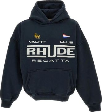 Rhude Regatta Club Hoodie - Heren - Hoodies - Blauw - M - Leer - Hoodies & sweatvesten