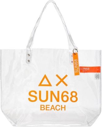 Sun 68 Transparante Strandtas met Logo - Dames - Shoppers - Wit - ONE Size - Tassen