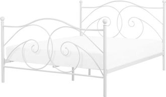 Beliani Beliani - Cama con somier de metal blanco con marco decorado 160 x 200 cm estilo moderno y minimalista Dinard