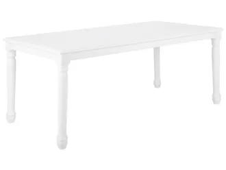 Beliani Tavolo Da Pranzo Rettangolare In Legno Di Gomma Bianco 180 X 90 Cm Cary