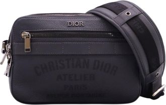 Dior Gray Leather Messenger Bag Shoulder Bag (Pre-Owned)