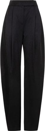 The Attico Zwarte Geplooide Broek Hoge Taille Recht - Dames - Straight fit broeken - Zwart - M - Wol - Broeken