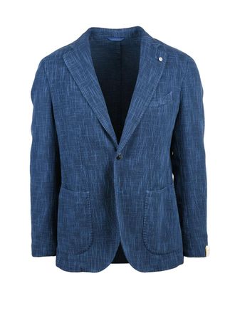 L.B.M. 1911 Blue Cotton Linen Silk Fitted Jacket
