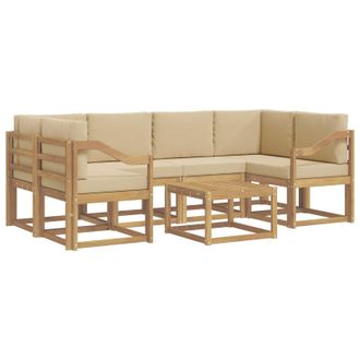 vidaXL Conjunto De Sof&aacute;s De Exterior Con Coj&iacute;n 7 Pcs Y Beige Vidaxl