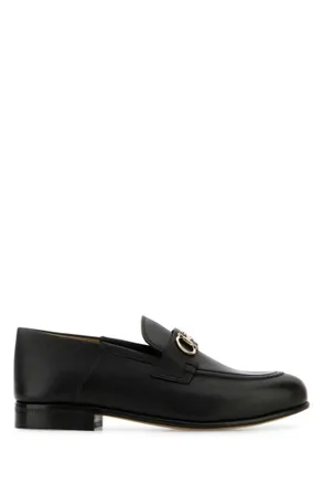 Ferragamo Black Solid Loafers