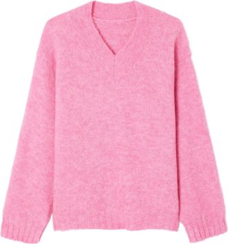 American Vintage Maglione a coste con scollo a V - Rosa