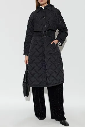 Emporio Armani Quilted Coat, Womens, Black