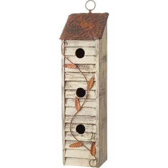 Glitzhome 18H Hanging Distressed Solid Wood 3-Tier Window Shutters Birdhouse in White at Nordstrom, Size Medium