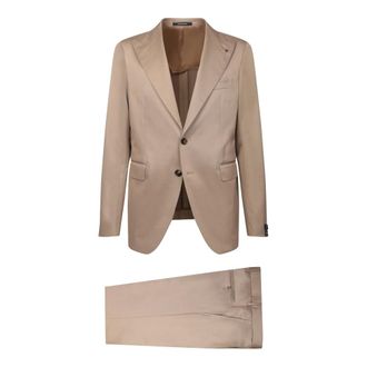 Tagliatore Single Breasted Suits, male, Beige, Size: L Mens Clothing Suit Beige Ss25