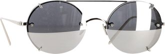 Linda Farrow 647 C2 Round Sunglasses in Silver Metal
