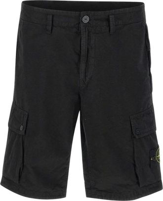 Stone Island Zwarte Katoenen Cargo Shorts - Heren - Korte Broeken - Zwart - W34 - Katoen - Korte Broeken