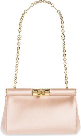 Dolce & Gabbana Small Marlene Satin Shoulder Bag in Dark Beige at Nordstrom