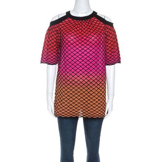 M Missoni Multicolor Textured Knit Cold Shoulder Top