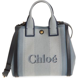 Chlo&eacute; Logo Canvas Tote in Moonlight Blue at Nordstrom
