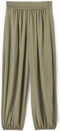 Motivi Gekreukte Twill Broek - Dames - Straight fit broeken - Groen - M - Nylon - Broeken