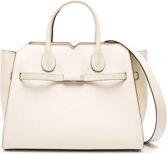 Valextra Milano Leren Media Tas - Dames - Shoppers - Beige - ONE Size - Tassen