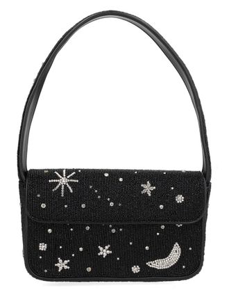 Staud Black Tommy Celestial Beaded Glass Shoulder Bag