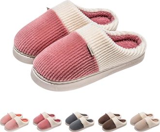 Generic Home Slippers For Couple Couple Slippers For Him And Her Stylish Patchwork Slipper Thick Sole Winter Slipper Home Warmth Shoes Closed Toe Mule Sliders