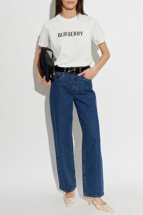 Burberry T-shirt With Logo, Womens, White