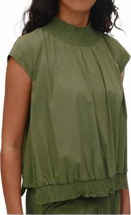Rabens Saloner Dori Papery Shirring Top In Shadow