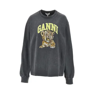 Ganni Cotton T-shirt with Tiger print Woman M
