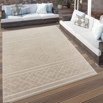 Paco Home Paco Home - Alfombra Salon Cocina Terraza Nordica Boho Chic Dibujo Geometrico Beige &Oslash; 160 Cm Redon