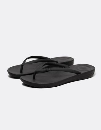 FitFlop Womens FitFlop Iqushion Womens Ergonomic Flip-Flops - All Black 090 - Size: 6