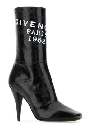 Givenchy Womens Black Leather Sliced Square Givenchy Tape Ankle Boots Stivali