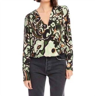 Fifteen Twenty Ines Drape Front Top In Green